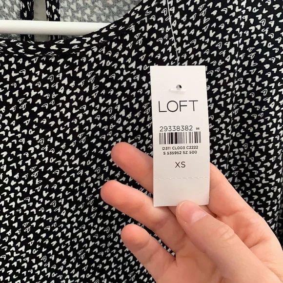 NWT LOFT black and white heart blouse - Picture 3 of 3
